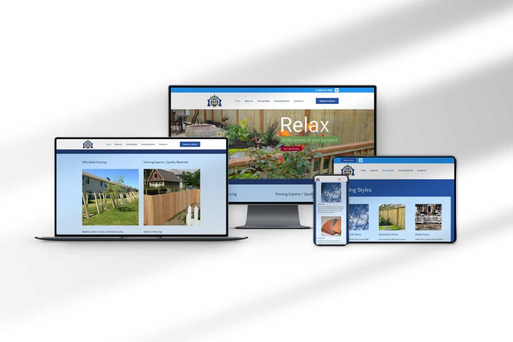 Website displayed on desktop, laptop, tablet, and phone
